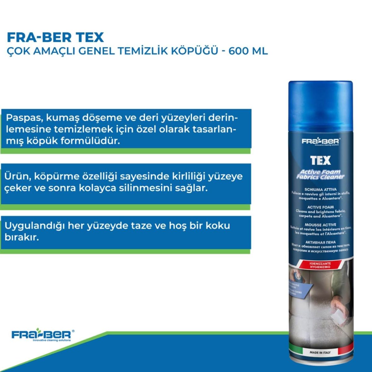 FRA-BER Tex Çok Amaçlı Genel Temizlik Köpüğü - 600 ml - Görsel 2